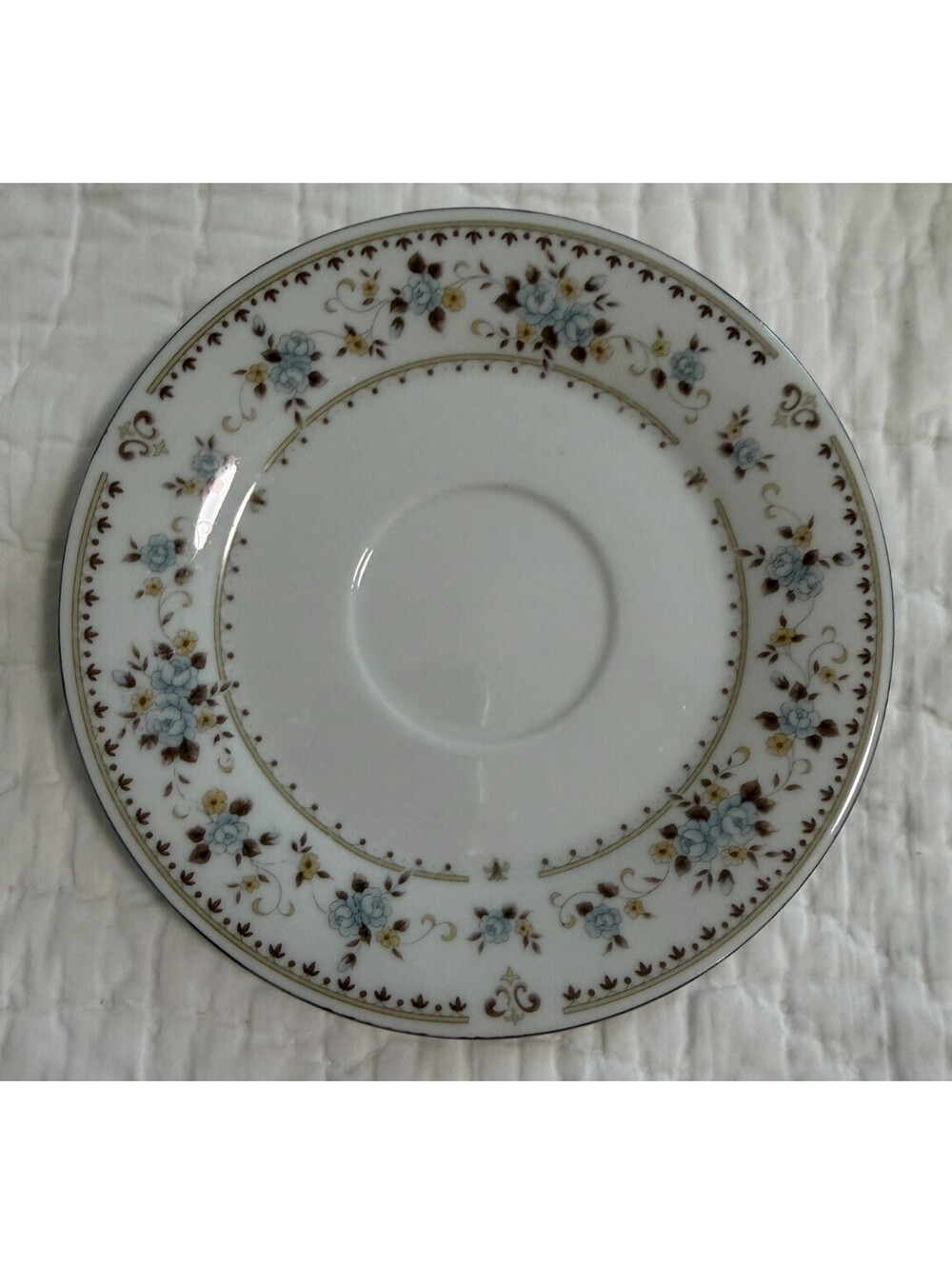 Dynasty China Dorchester Saucer 6" DYNDOR Blue Flowers Fleur De Lis
